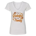 thumbnail image 1 of Inktastic I'm Grateful for My Family in Orange with Fall Leaves Women's V-Neck T-Shirt, 1 of 5