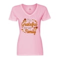 thumbnail image 1 of Inktastic I'm Grateful for My Family in Orange with Fall Leaves Women's V-Neck T-Shirt, 1 of 4
