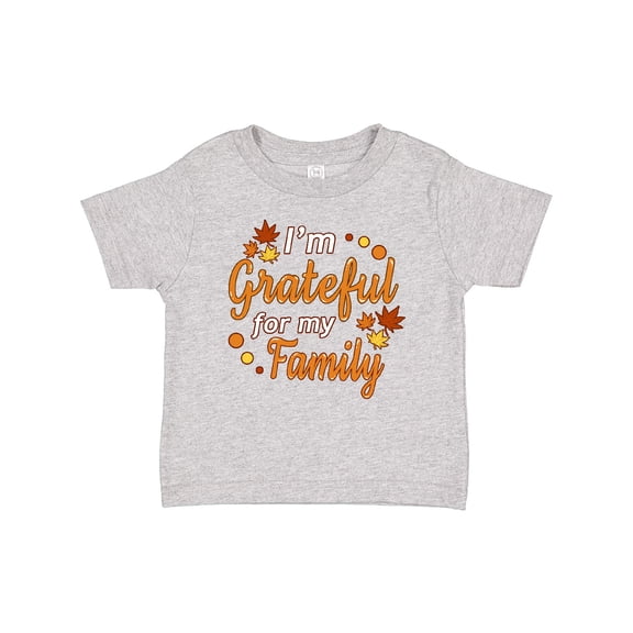 Inktastic I'm Grateful for my Family in Orange with Fall Leaves Boys or Girls Baby T-Shirt