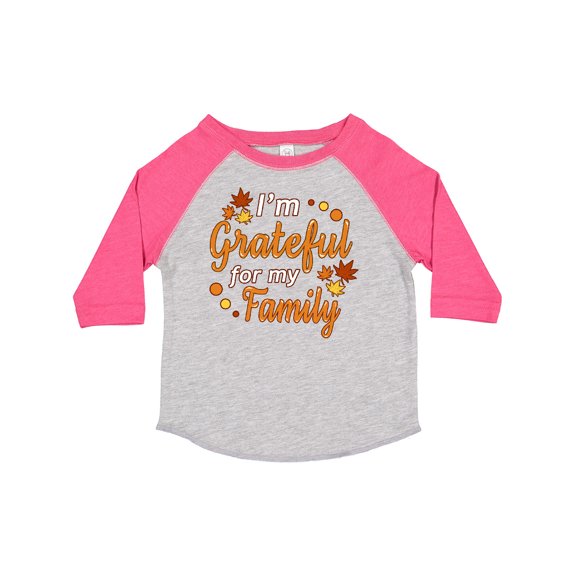 Inktastic I'm Grateful for my Family in Orange with Fall Leaves Boys or Girls Toddler T-Shirt