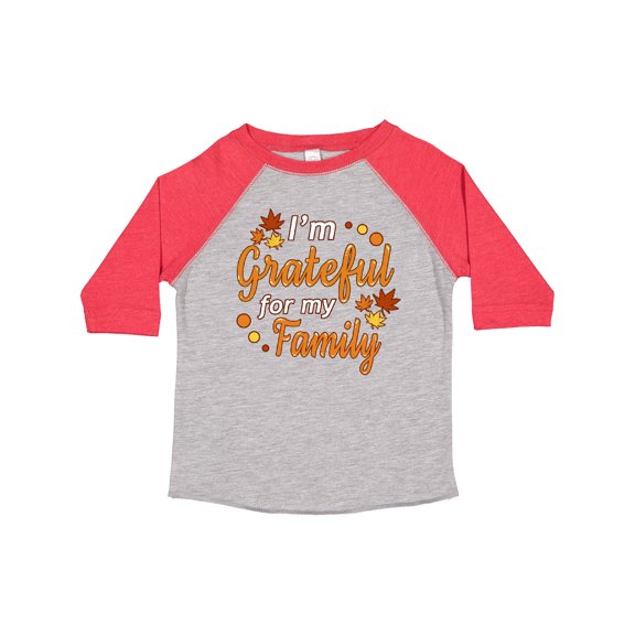 Inktastic I'm Grateful for my Family in Orange with Fall Leaves Boys or Girls Toddler T-Shirt