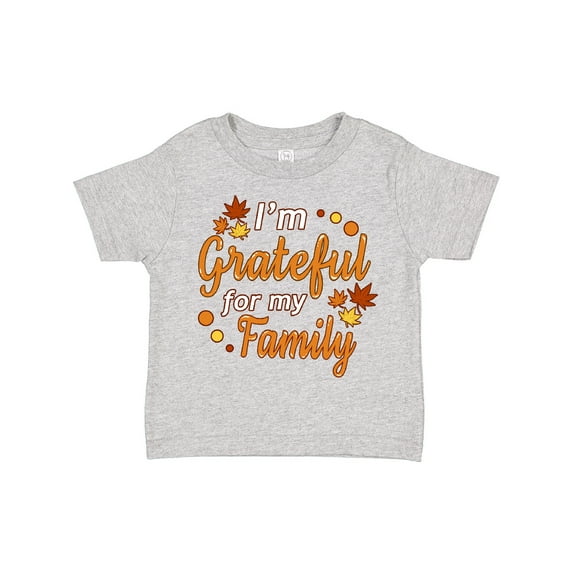 Inktastic I'm Grateful for my Family in Orange with Fall Leaves Boys or Girls Toddler T-Shirt