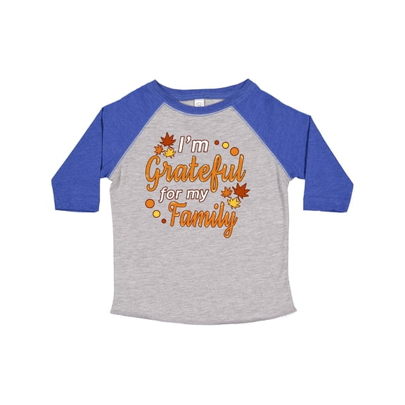 Inktastic I'm Grateful for my Family in Orange with Fall Leaves Boys or Girls Toddler T-Shirt