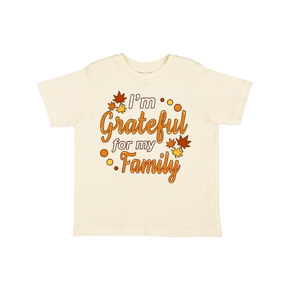 Inktastic I'm Grateful for my Family in Orange with Fall Leaves Boys or Girls Toddler T-Shirt