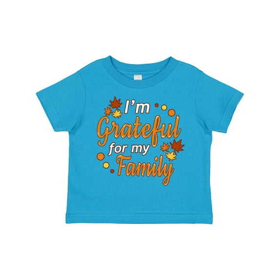Inktastic I'm Grateful for my Family in Orange with Fall Leaves Boys or Girls Toddler T-Shirt