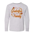 thumbnail image 1 of Inktastic I'm Grateful for my Family in Orange with Fall Leaves Long Sleeve Youth T-Shirt, 1 of 5