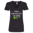 thumbnail image 1 of Inktastic I'm His Lucky Charm-st. Patricks Day Couple Women's V-Neck T-Shirt, 1 of 5
