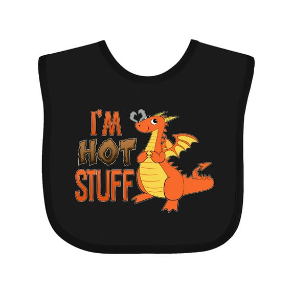 Inktastic I'm Hot Stuff- Cute Dragon Boys or Girls Baby Bib
