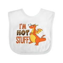 Inktastic I'm Hot Stuff- Cute Dragon Boys or Girls Baby Bib