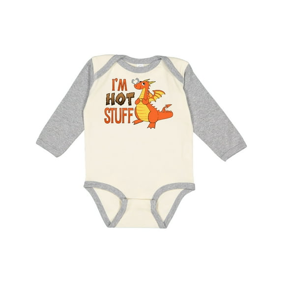 Inktastic I'm Hot Stuff- Cute Dragon Boys or Girls Long Sleeve Baby Bodysuit