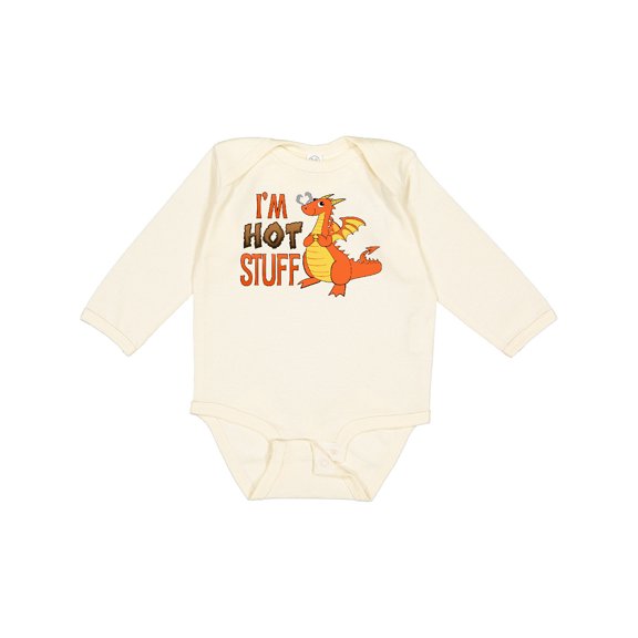 Inktastic I'm Hot Stuff- Cute Dragon Boys or Girls Long Sleeve Baby Bodysuit