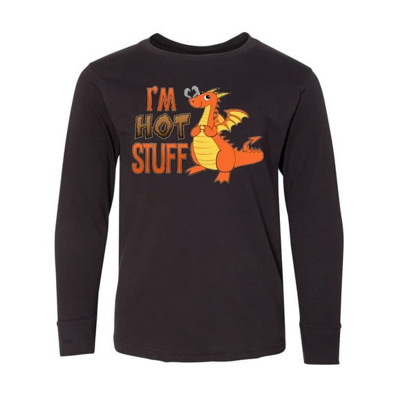 Inktastic I'm Hot Stuff- cute dragon Long Sleeve Youth T-Shirt
