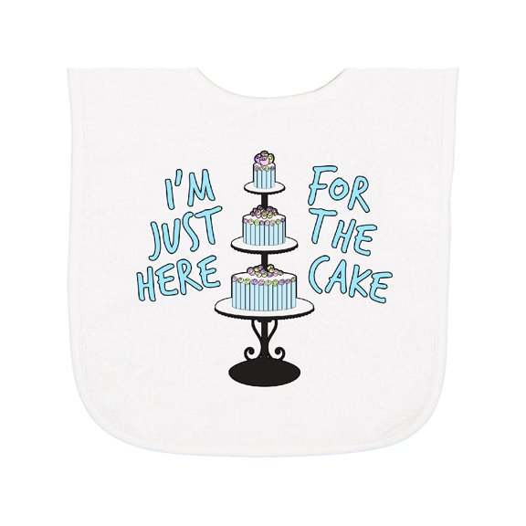 Inktastic I'm Just Here for the Cake Funny Wedding Baby Terry Cloth Bib