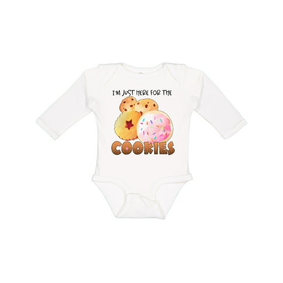 Inktastic I'm Just Here for the Cookies Boys or Girls Long Sleeve Baby Bodysuit