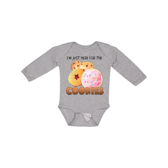 Inktastic I'm Just Here for the Cookies Boys or Girls Long Sleeve Baby Bodysuit