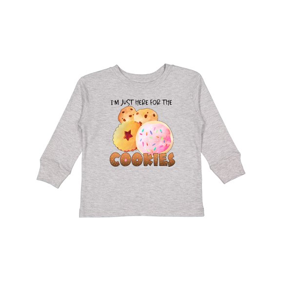 Inktastic I'm Just Here for the Cookies Boys or Girls Long Sleeve Toddler T-Shirt