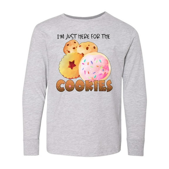 Inktastic I'm Just Here for the Cookies Long Sleeve Youth T-Shirt