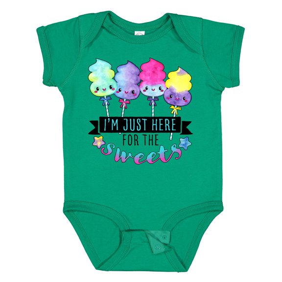 Inktastic I'm Just Here for the Sweets with Spun Sugar Candy Boys or Girls Baby Bodysuit