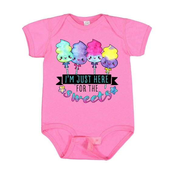 Inktastic I'm Just Here for the Sweets with Spun Sugar Candy Boys or Girls Baby Bodysuit