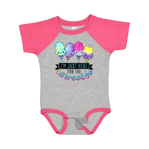 Inktastic I'm Just Here for the Sweets with Spun Sugar Candy Boys or Girls Baby Bodysuit