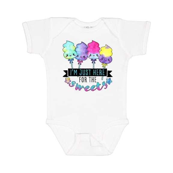 Inktastic I'm Just Here for the Sweets with Spun Sugar Candy Boys or Girls Baby Bodysuit