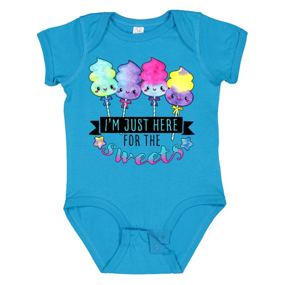 Inktastic I'm Just Here for the Sweets with Spun Sugar Candy Boys or Girls Baby Bodysuit