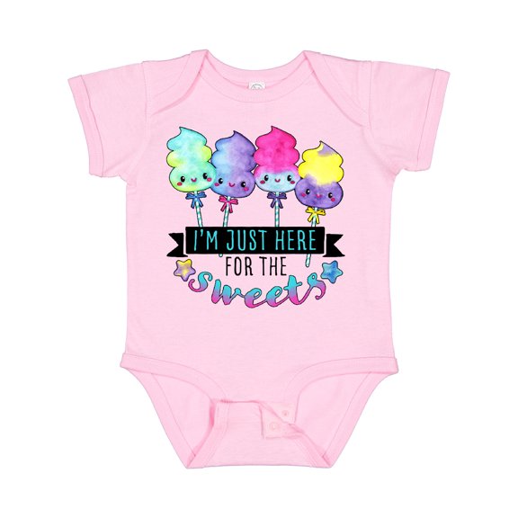Inktastic I'm Just Here for the Sweets with Spun Sugar Candy Boys or Girls Baby Bodysuit
