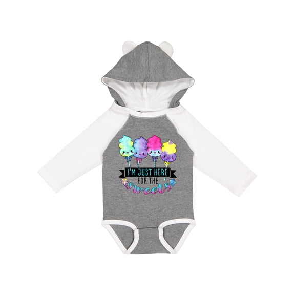 Inktastic I'm Just Here for the Sweets with Spun Sugar Candy Boys or Girls Long Sleeve Baby Bodysuit