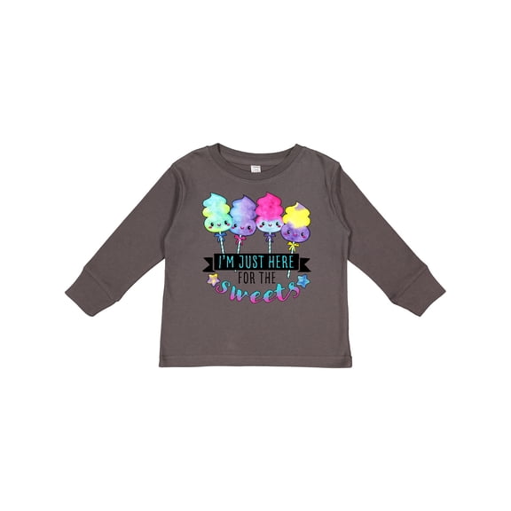 Inktastic I'm Just Here for the Sweets with Spun Sugar Candy Boys or Girls Long Sleeve Toddler T-Shirt