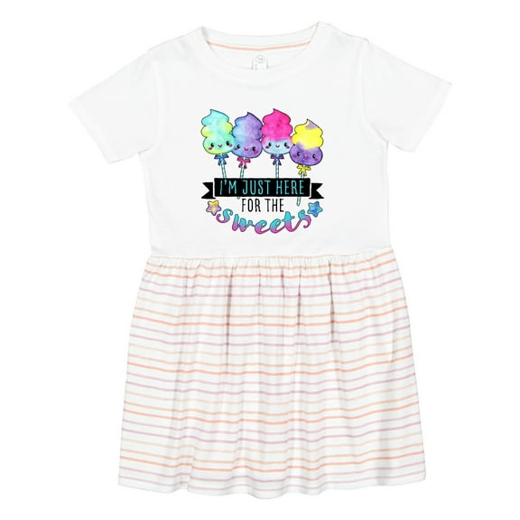 Inktastic I'm Just Here for the Sweets with Spun Sugar Candy Girls Toddler Dress