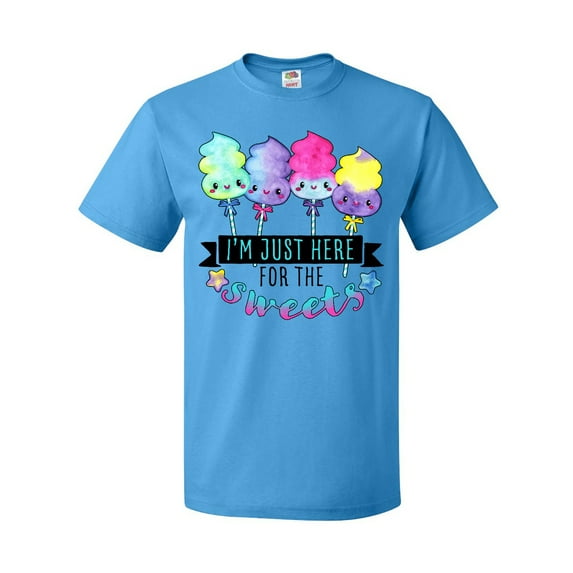Inktastic I'm Just Here for the Sweets with Spun Sugar Candy T-Shirt