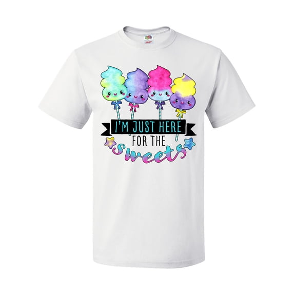 Inktastic I'm Just Here for the Sweets with Spun Sugar Candy T-Shirt