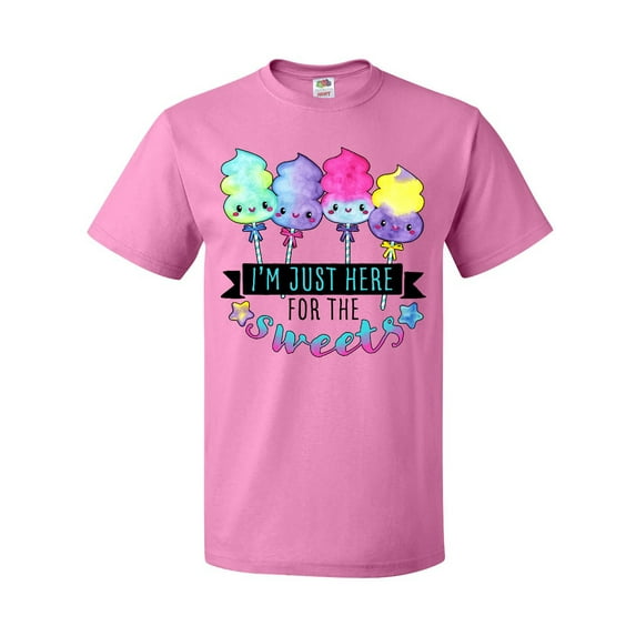 Inktastic I'm Just Here for the Sweets with Spun Sugar Candy T-Shirt