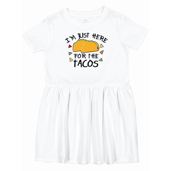 Inktastic I'm Just Here for the Tacos Cinco De Mayo Girls Toddler Dress