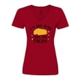 thumbnail image 1 of Inktastic I'm Just Here for the Tacos Cinco De Mayo Women's V-Neck T-Shirt, 1 of 5