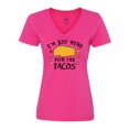 thumbnail image 1 of Inktastic I'm Just Here for the Tacos Cinco De Mayo Women's V-Neck T-Shirt, 1 of 5