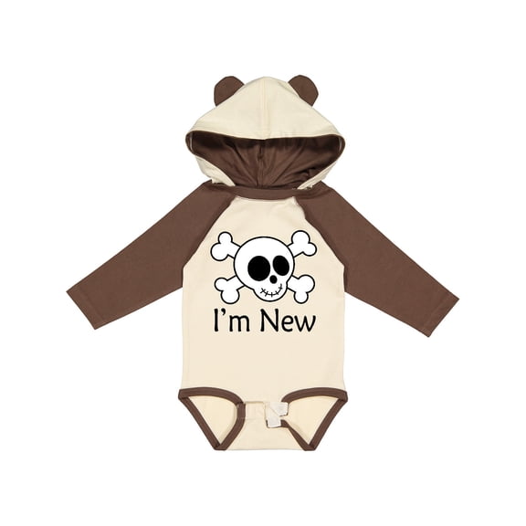 Inktastic I'm New Cute Skull Baby Boys or Girls Long Sleeve Baby Bodysuit