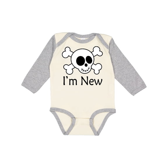 Inktastic I'm New Cute Skull Baby Boys or Girls Long Sleeve Baby Bodysuit
