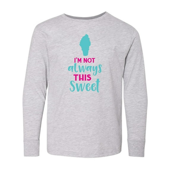Inktastic I'm Not Always This Sweet, Ice Cream - Blue Pink Long Sleeve Youth T-Shirt