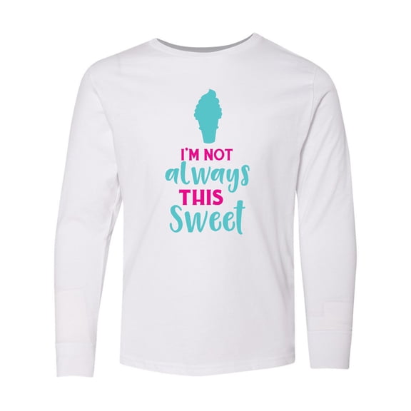 Inktastic I'm Not Always This Sweet, Ice Cream - Blue Pink Long Sleeve Youth T-Shirt