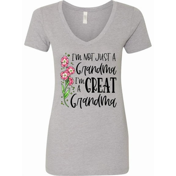 Inktastic I'm Not Just a Grandma, I'm a Great Grandma Flowers Women's V-Neck T-Shirt