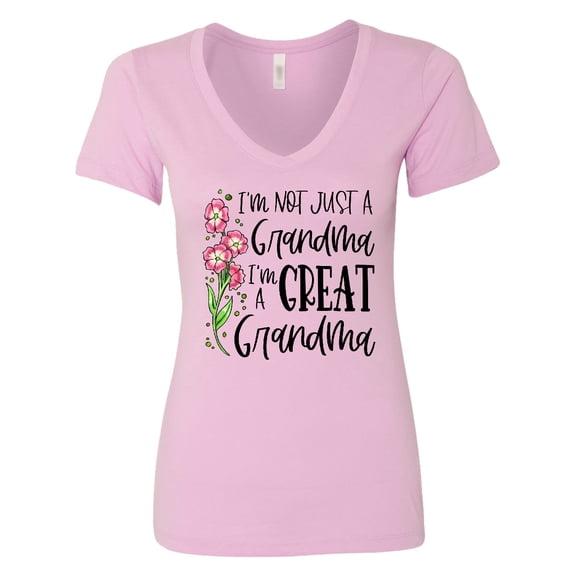 Inktastic I'm Not Just a Grandma, I'm a Great Grandma Flowers Women's V-Neck T-Shirt