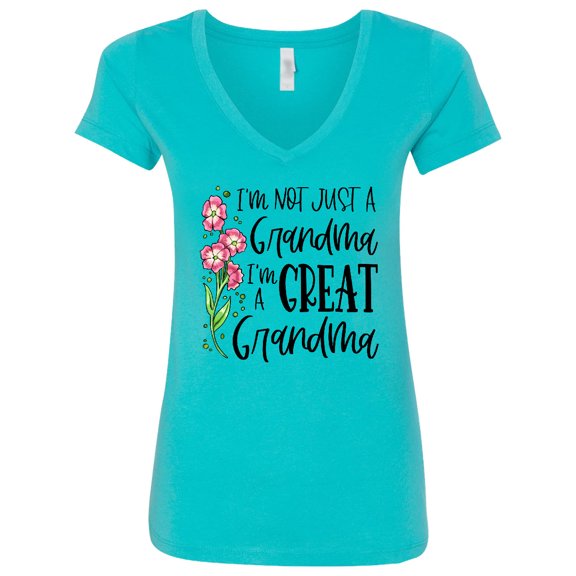 Inktastic I'm Not Just a Grandma, I'm a Great Grandma Flowers Women's V-Neck T-Shirt