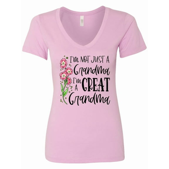 Inktastic I'm Not Just a Grandma, I'm a Great Grandma Flowers Women's V-Neck T-Shirt