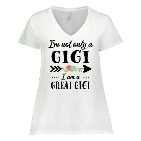 Inktastic I'm Not Only a Gigi I'm a Great Gigi with Flowers Women's Plus Size V-Neck T-Shirt