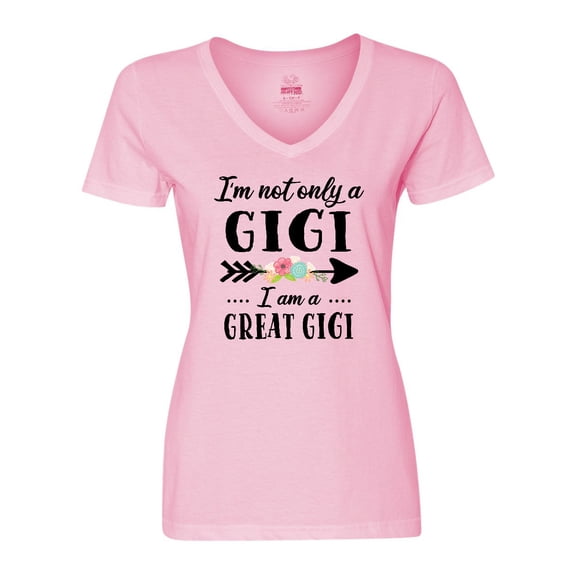 Inktastic I'm Not Only a Gigi I'm a Great Gigi with Flowers Women's V-Neck T-Shirt