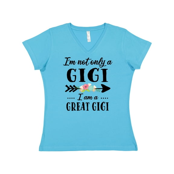 Inktastic I'm Not Only a Gigi I'm a Great Gigi with Flowers Women's V-Neck T-Shirt