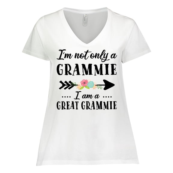 Inktastic I'm Not Only a Grammie I'm a Great Grammie with Flowers Women's Plus Size V-Neck T-Shirt