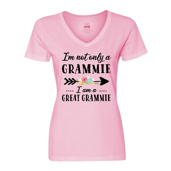 Inktastic I'm Not Only a Grammie I'm a Great Grammie with Flowers Women's V-Neck T-Shirt