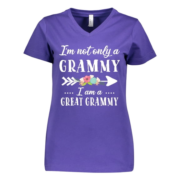 Inktastic I'm Not Only a Grammy I'm a Great Grammy with Flowers Women's V-Neck T-Shirt
